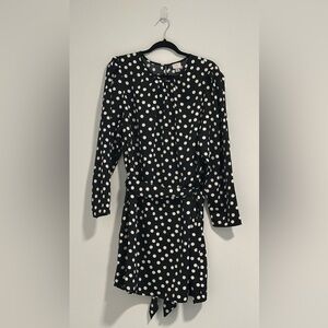 a new day Black and White Polka Dot Long Sleeve Dress